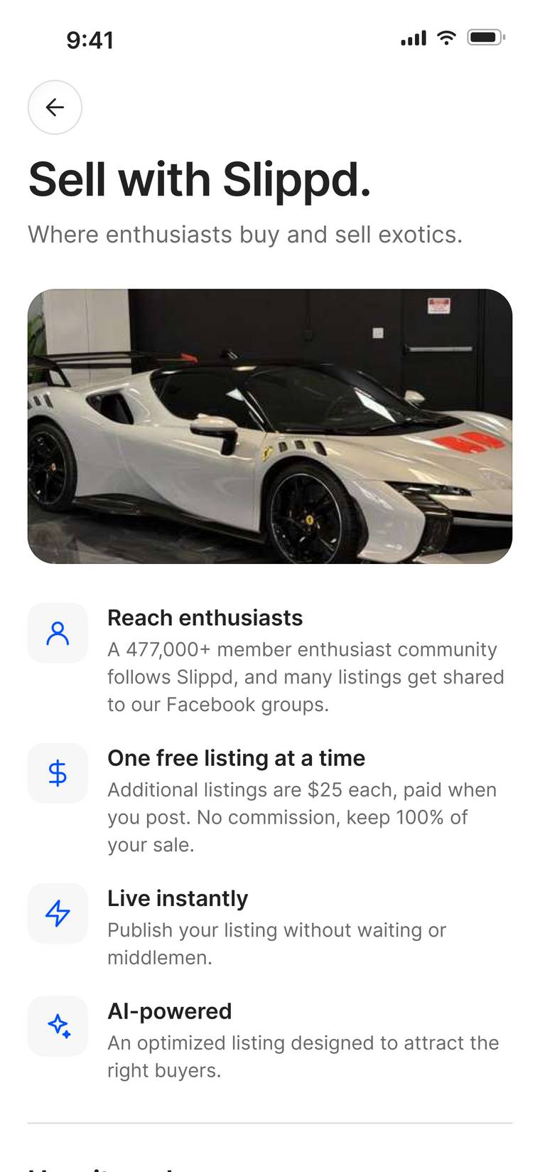 Sell with Slippd screen